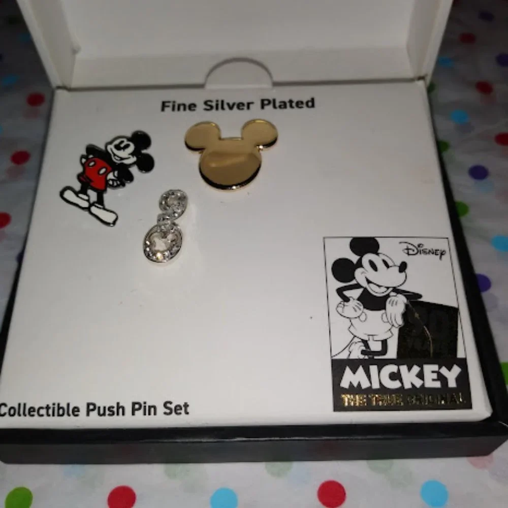 DISNEY MICKEY MOUSE 90 YR ANNIVERSARY COLLECTIBLE 3pc PIN SET**NEW! - Picture 2 of 5